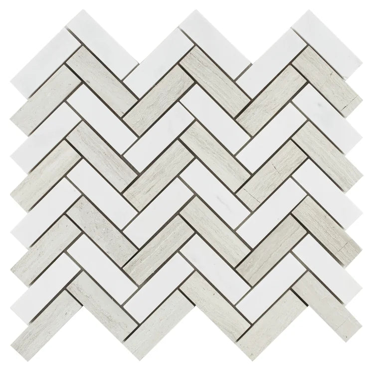Chevron & Herringbone Haisa 11x12.5 Marble Mosaic