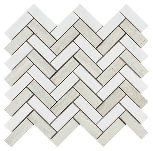 Chevron & Herringbone Haisa 11x12.5 Marble Mosaic