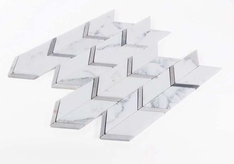 Chevron & Herringbone Arrow Sky Marble Mosaic