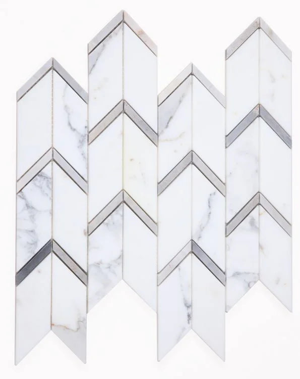 Chevron & Herringbone Arrow Sky Marble Mosaic