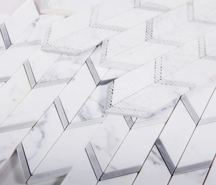 Chevron & Herringbone Arrow Sky Marble Mosaic