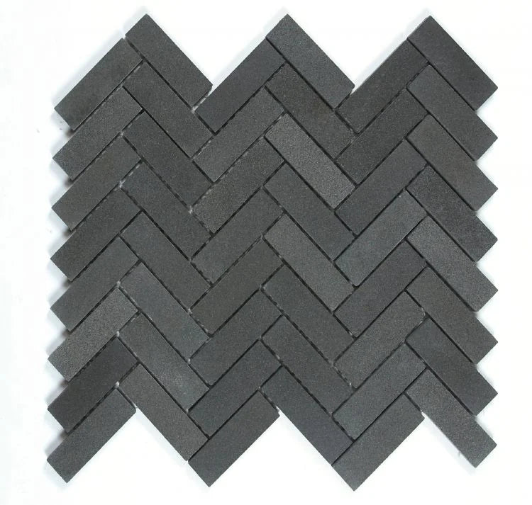 Chevron Herringbone Basalt Mosaic