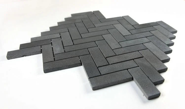 Chevron Herringbone Basalt Mosaic