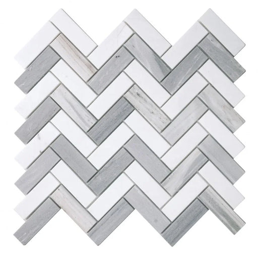 Chevron & Herringbone Blue Herringbone Glass Mosaic