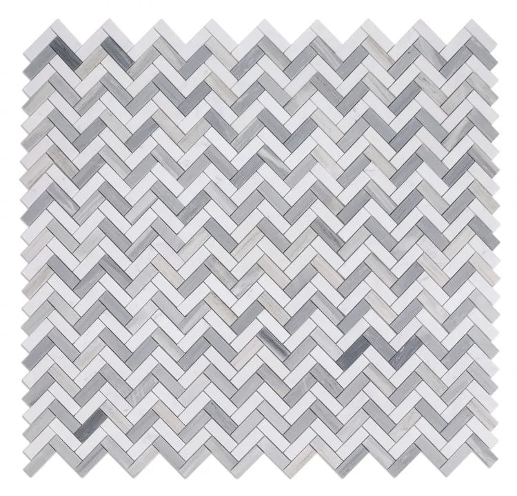 Chevron & Herringbone Blue Herringbone Glass Mosaic