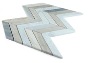 Chevron & Herringbone Blue 8x12 Chevron Marble Mosaic
