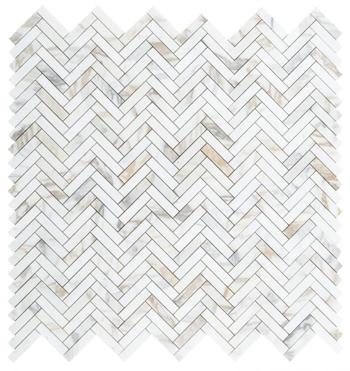 Chevron & Herringbone Calacatta Gold Herringbone Polished Marble Mosaic