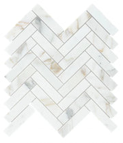 Chevron & Herringbone Calacatta Gold Herringbone Polished Marble Mosaic