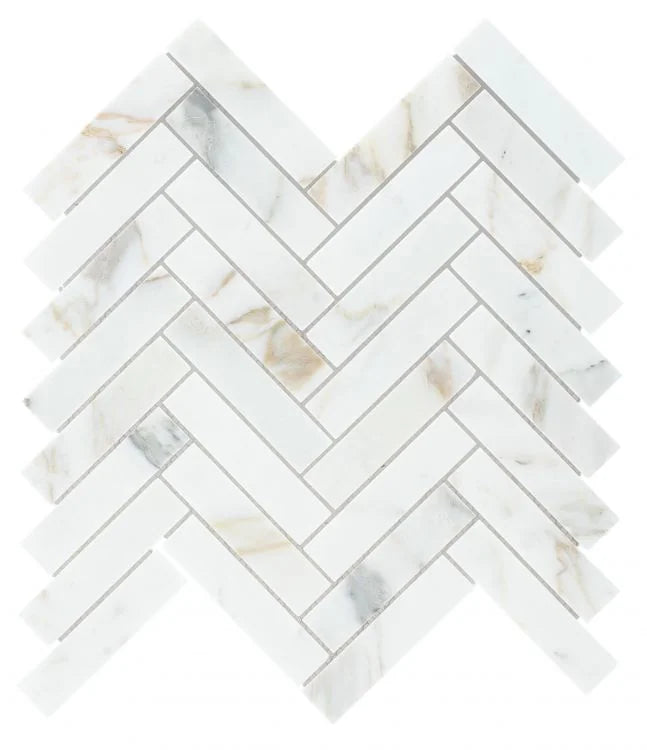 Chevron & Herringbone Calacatta Gold Herringbone Polished Marble Mosaic