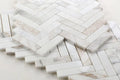 Chevron & Herringbone Calacatta Gold Herringbone Polished Marble Mosaic