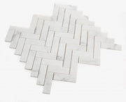 Chevron & Herringbone Calacatta White Herringbone Honed Marble Mosaic