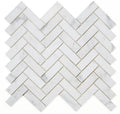 Chevron & Herringbone Calacatta White Herringbone Honed Marble Mosaic