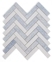 Chevron & Herringbone Crystal Ocean Herringbone Glass Mosaic