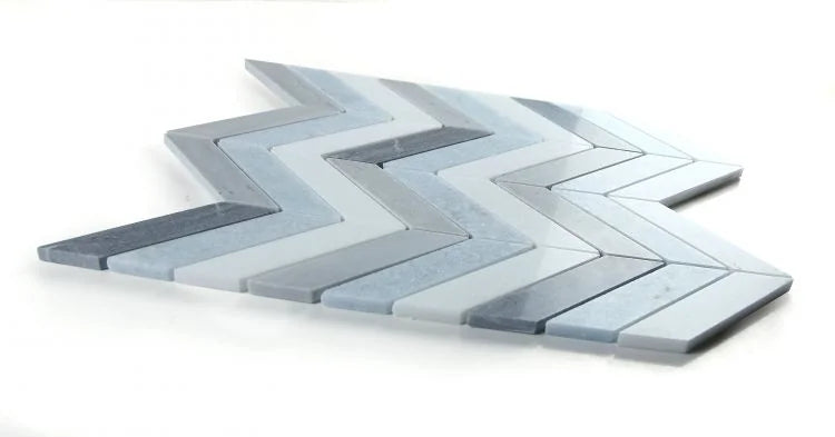 Chevron & Herringbone Deep Ocean 10.75x12.25 Chevron Mosaic