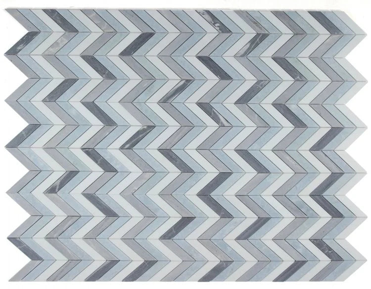 Chevron & Herringbone Deep Ocean 10.75x12.25 Chevron Mosaic