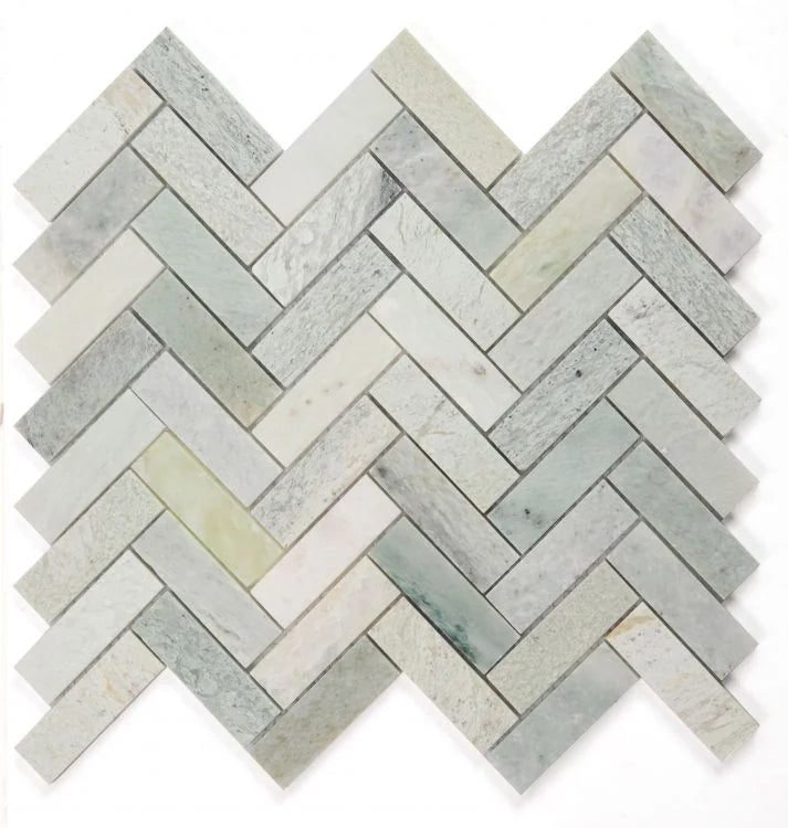 Chevron & Herringbone Green 11x12.5 Onyx Mosaic