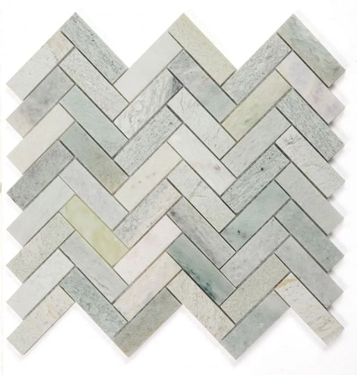 Chevron & Herringbone Green 11x12.5 Onyx Mosaic