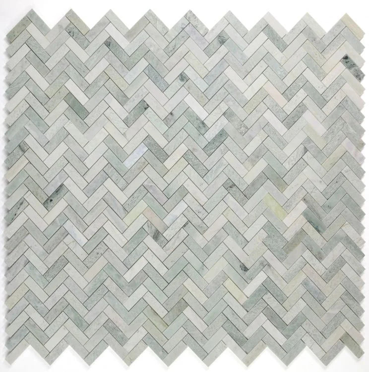 Chevron & Herringbone Green 11x12.5 Onyx Mosaic