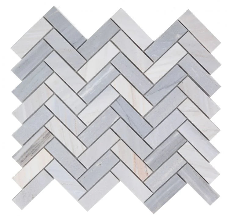 Chevron & Herringbone Italian Blue 11x12.5 Marble Mosaic