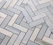 Chevron & Herringbone Italian Blue 11x12.5 Marble Mosaic