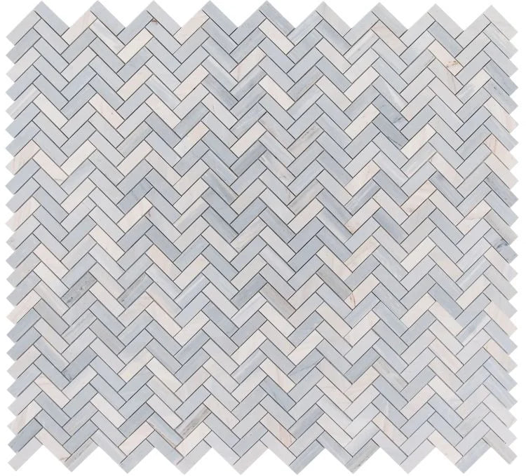 Chevron & Herringbone Italian Blue 11x12.5 Marble Mosaic