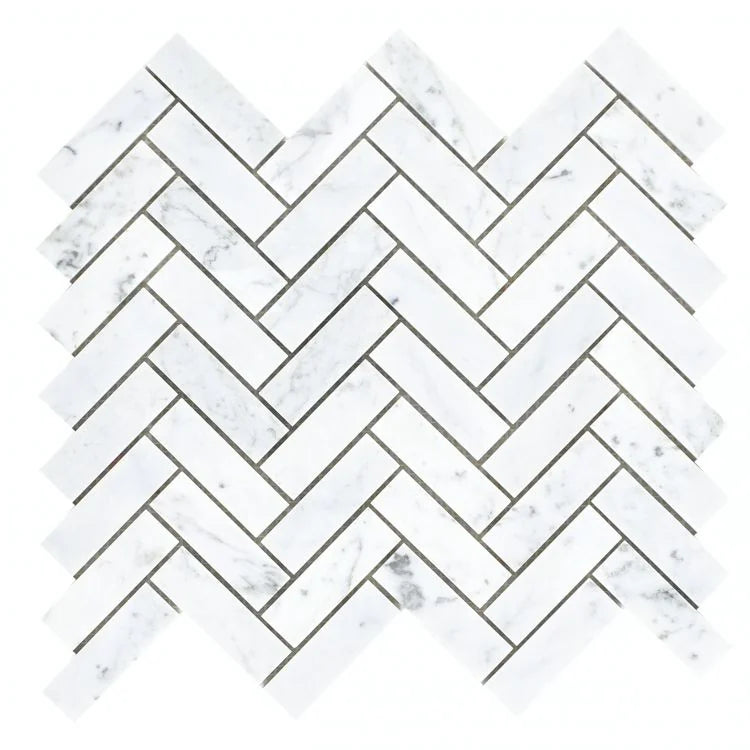 Chevron & Herringbone Long Carrara 11x12.5 Marble Mosaic