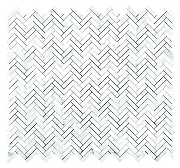 Chevron & Herringbone Long Carrara 11x12.5 Marble Mosaic