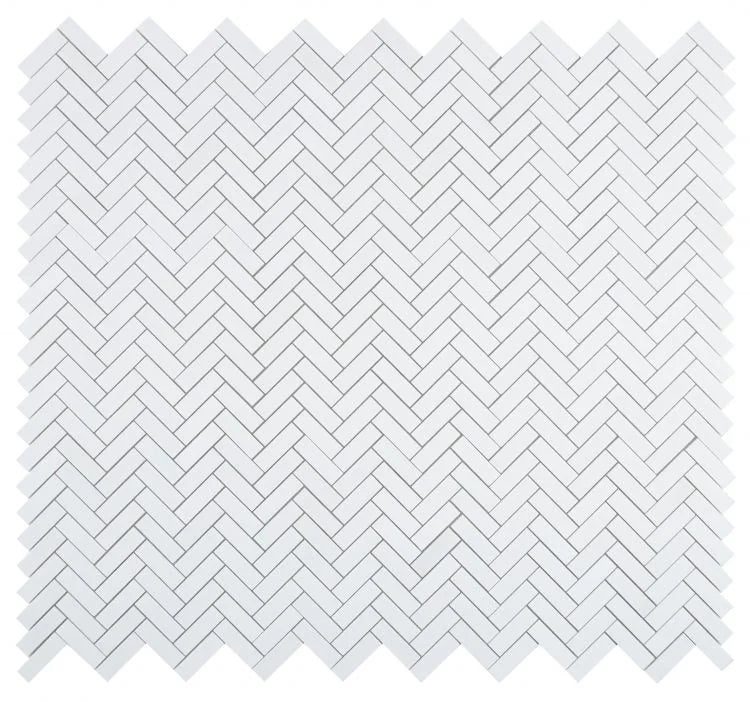 Chevron & Herringbone Long Thassos 11x12.5 Marble Mosaic