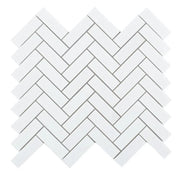 Chevron & Herringbone Long Thassos 11x12.5 Marble Mosaic