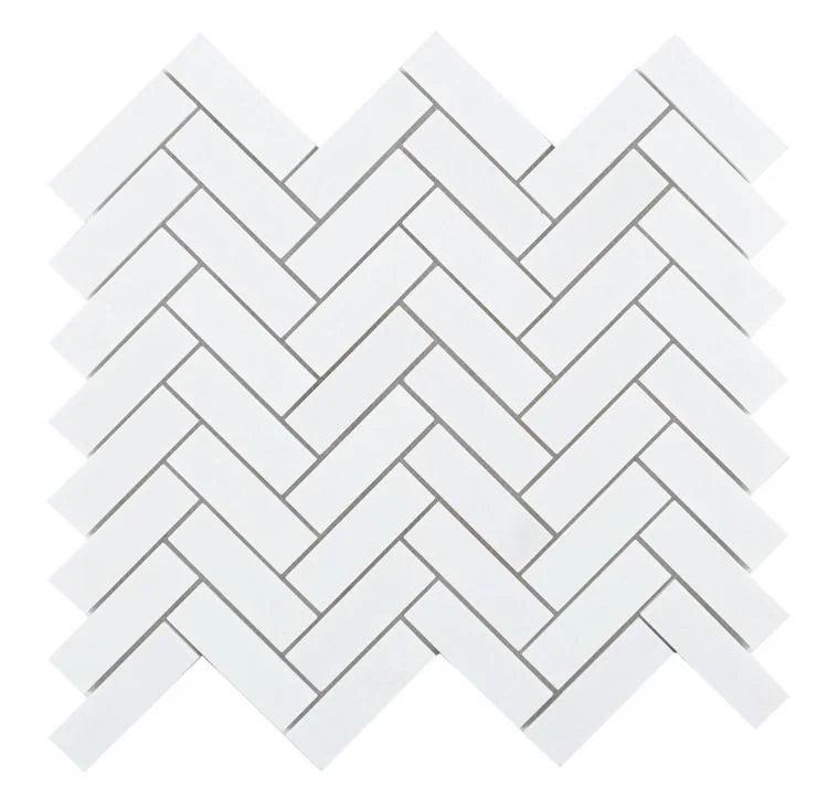 Chevron & Herringbone Long Thassos 11x12.5 Marble Mosaic