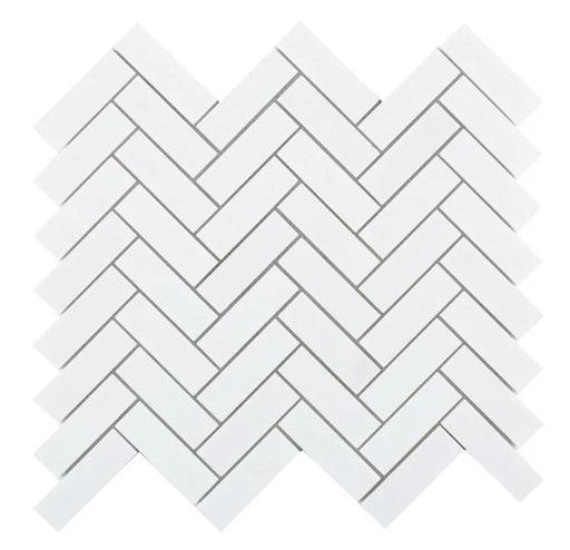 Chevron & Herringbone Long Thassos 11x12.5 Marble Mosaic
