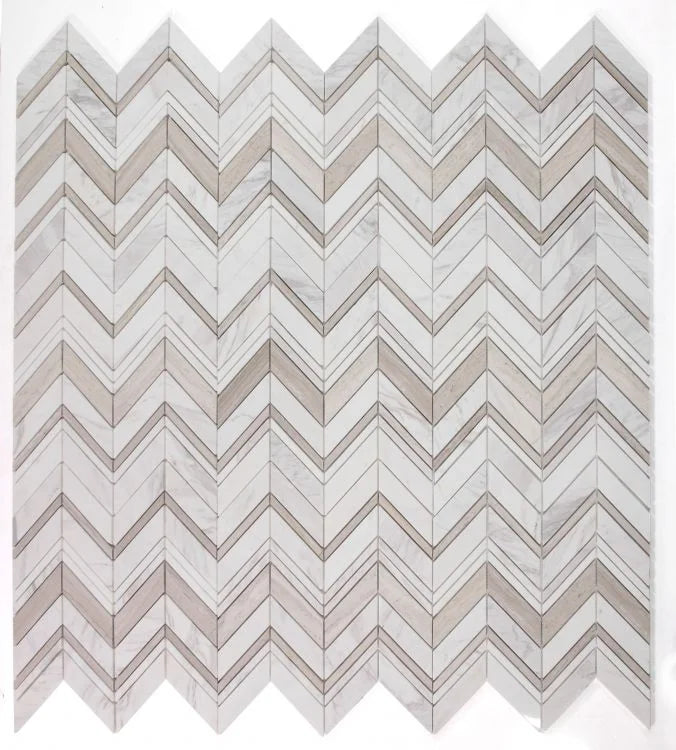Chevron & Herringbone Ravenna Loft 11.75x12.25 Marble Mosaic