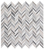 Chevron & Herringbone Shadow Blue 11.75x12 Marble Mosaic