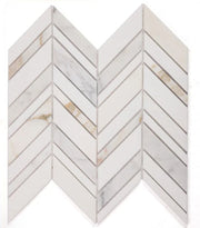 Chevron & Herringbone Shadow Calacatta Marble Mosaic