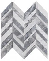 Chevron & Herringbone Shadow Lava Marble Mosaic