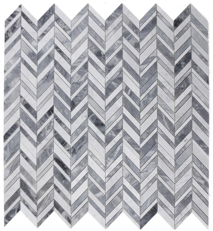 Chevron & Herringbone Shadow Lava Marble Mosaic