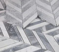 Chevron & Herringbone Shadow Lava Marble Mosaic