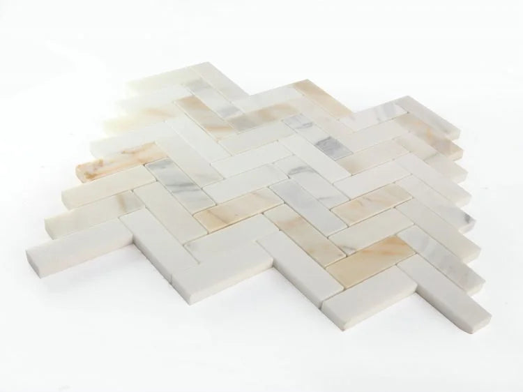 Chevron & Herringbone Sunrise Honed Marble Mosaic Tile