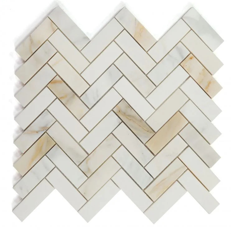 Chevron & Herringbone Sunrise Honed Marble Mosaic Tile