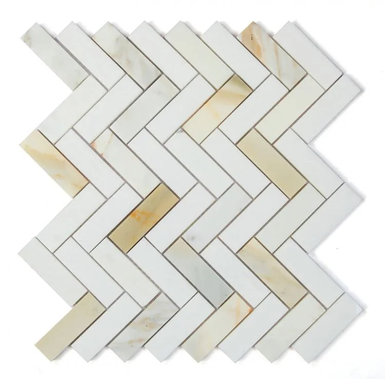 Chevron & Herringbone Sunrise Polished Mosaic Tile