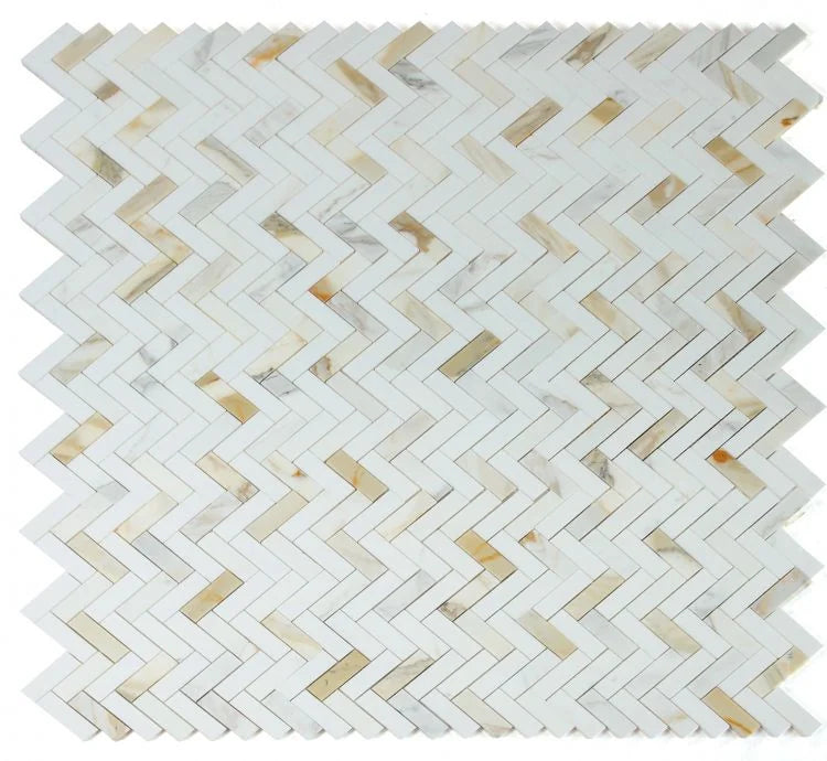 Chevron & Herringbone Sunrise Polished Mosaic Tile