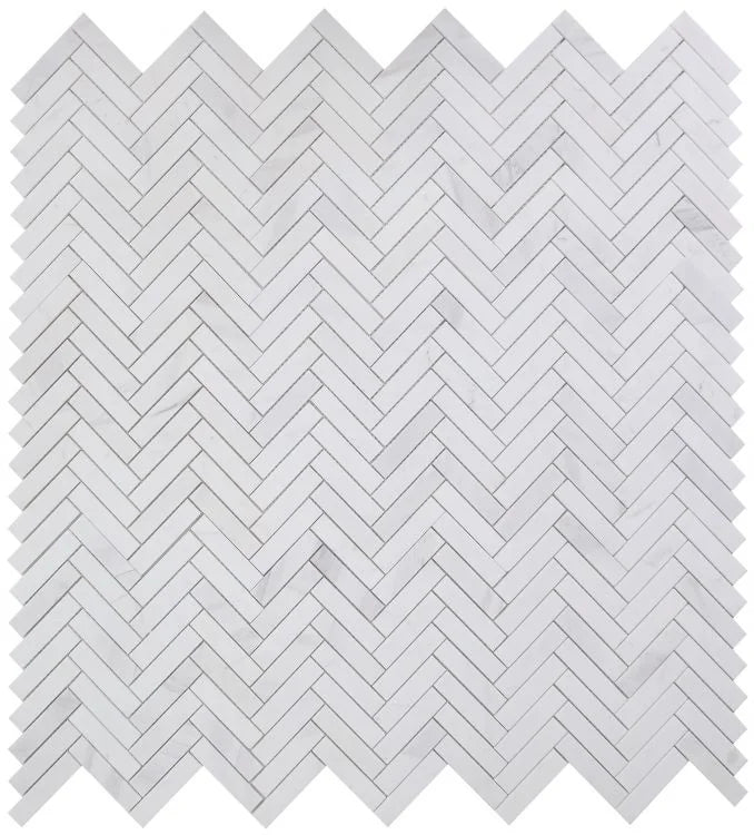 Chevron & Herringbone White Marble Mosaic Tile