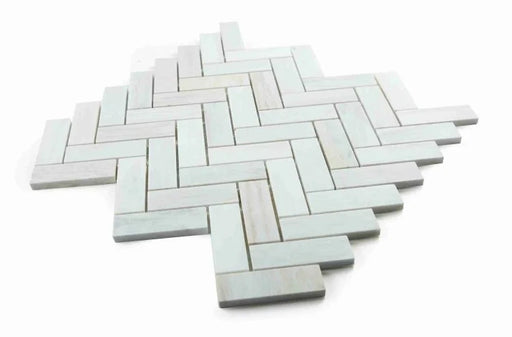 Chevron & Herringbone Wooden White Honed Mosaic Tile