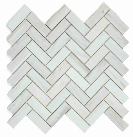 Chevron & Herringbone Wooden White Honed Mosaic Tile