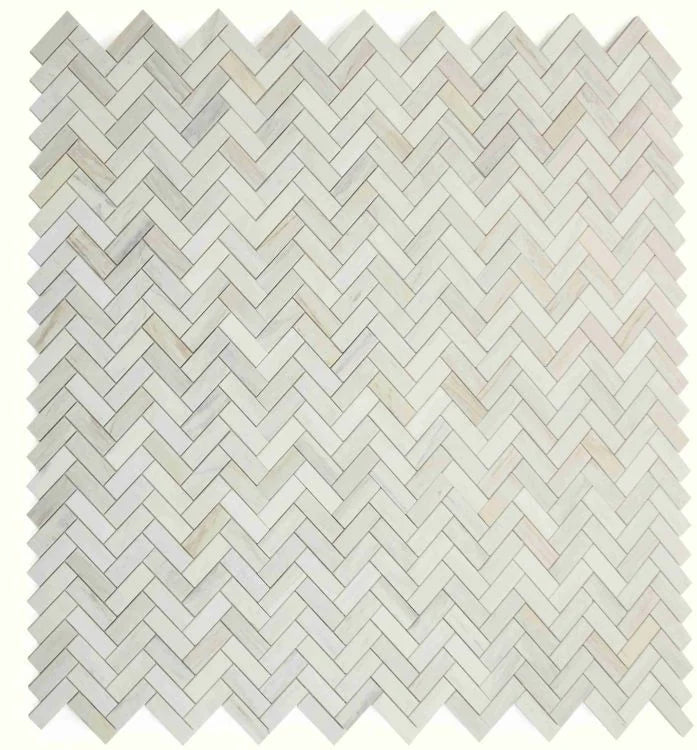Chevron & Herringbone Wooden White Honed Mosaic Tile