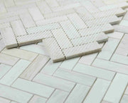 Chevron & Herringbone Wooden White Honed Mosaic Tile