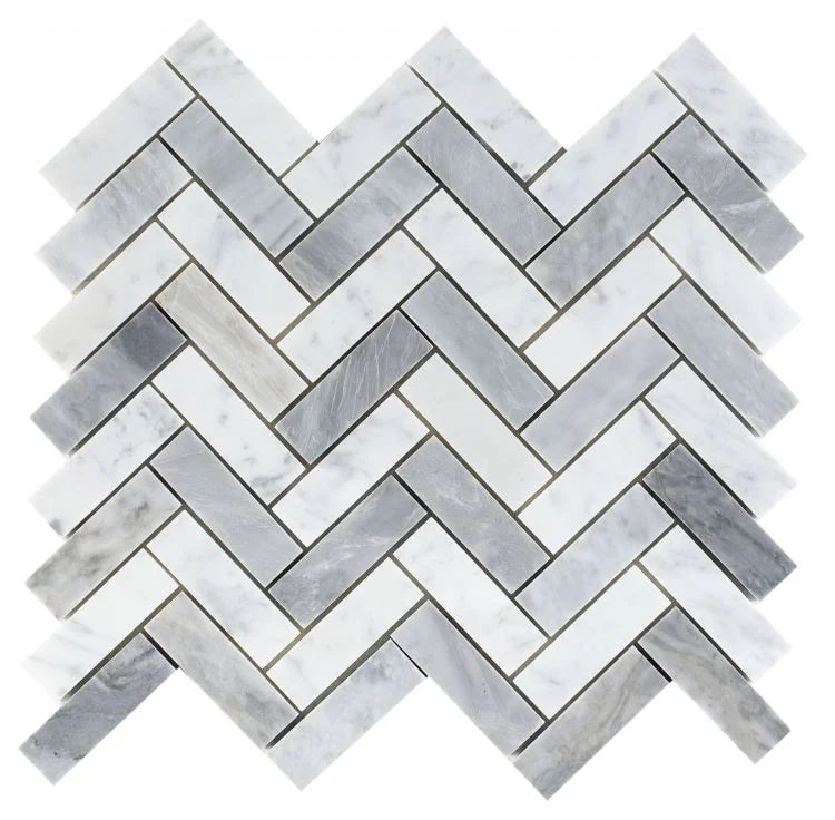 Chevron & Herringbone Long Loft 11x12.5 Marble Mosaic