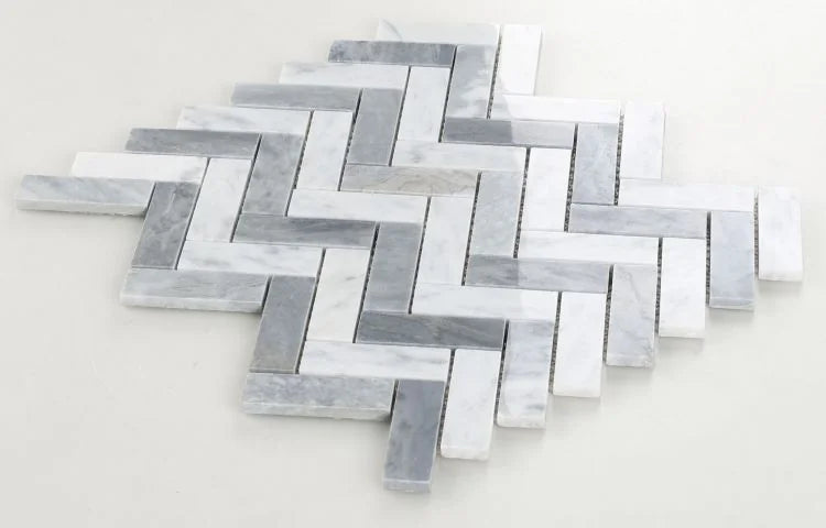 Chevron & Herringbone Long Loft 11x12.5 Marble Mosaic