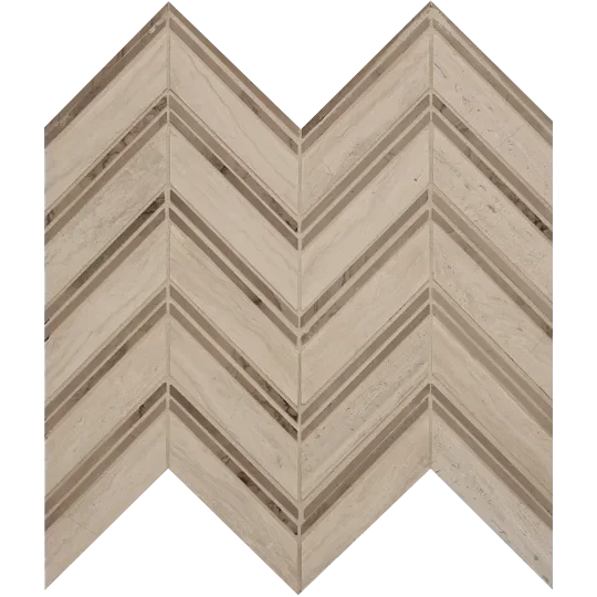 Chevron Silver Mesh Polished Marble Mosaic
