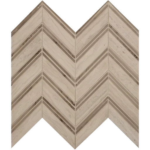 Chevron Silver Mesh Polished Marble Mosaic
